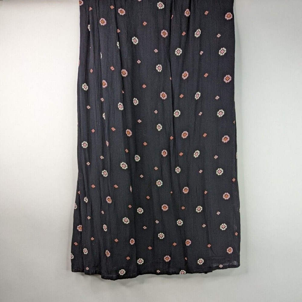Amuse Society S Bel Air Printed Crinkle Woven Black Boho Maxi Dress - Picture 8 of 11